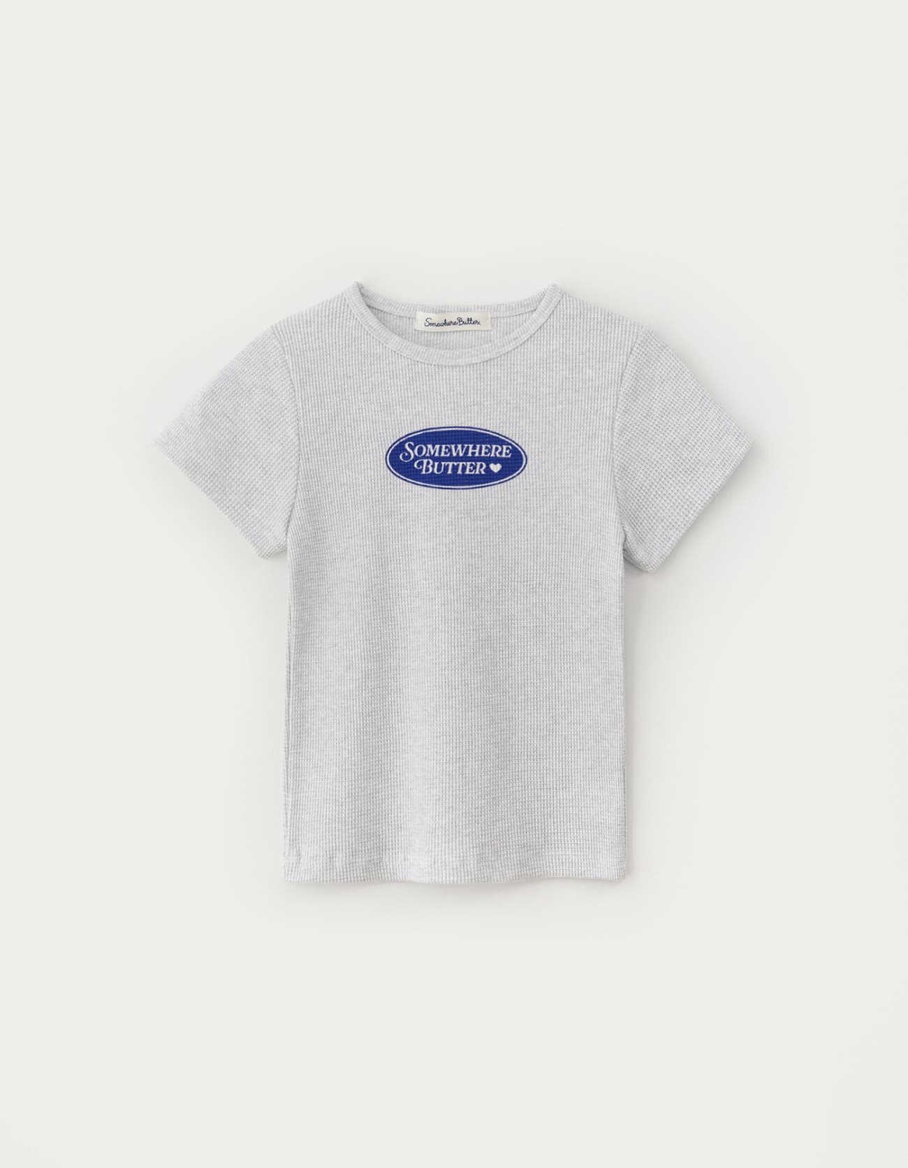 Waffle Oval Logo Top - White Melange