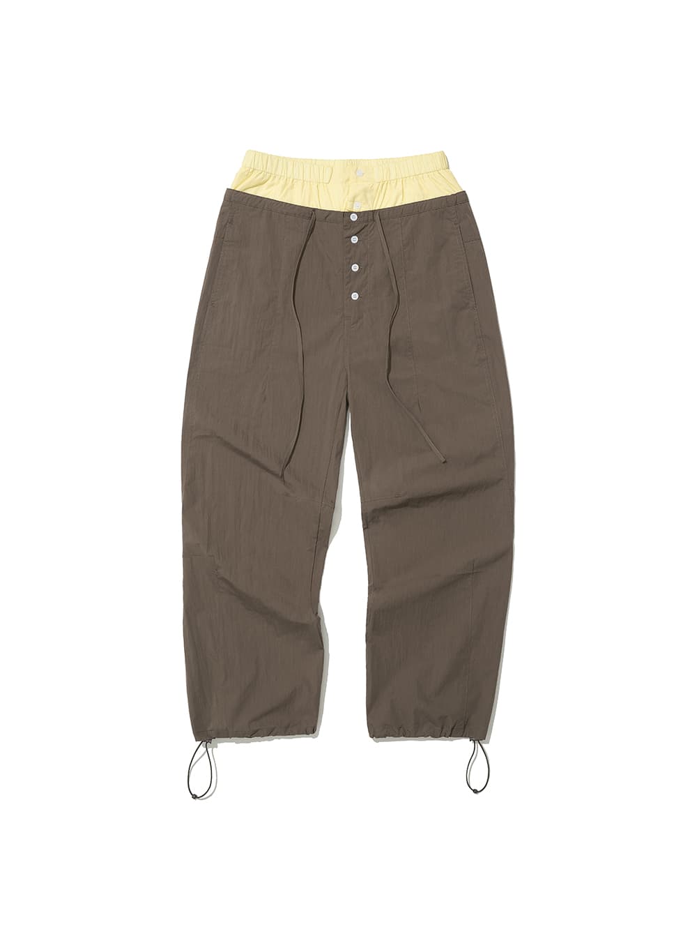DOUBLE WAIST PARACHUTE PANTS_BROWN