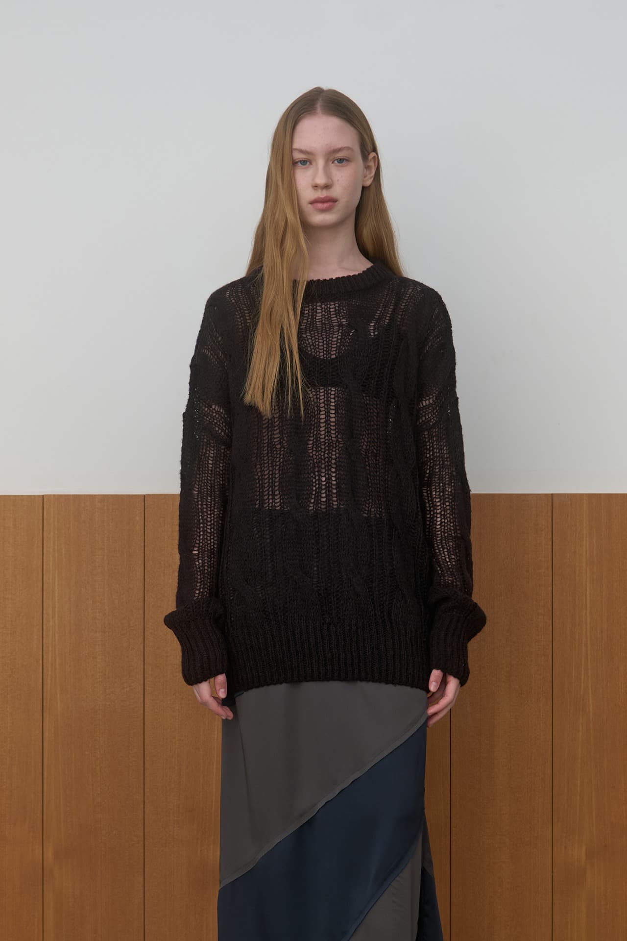 SHEER ROUND OVER KNIT_BLACK