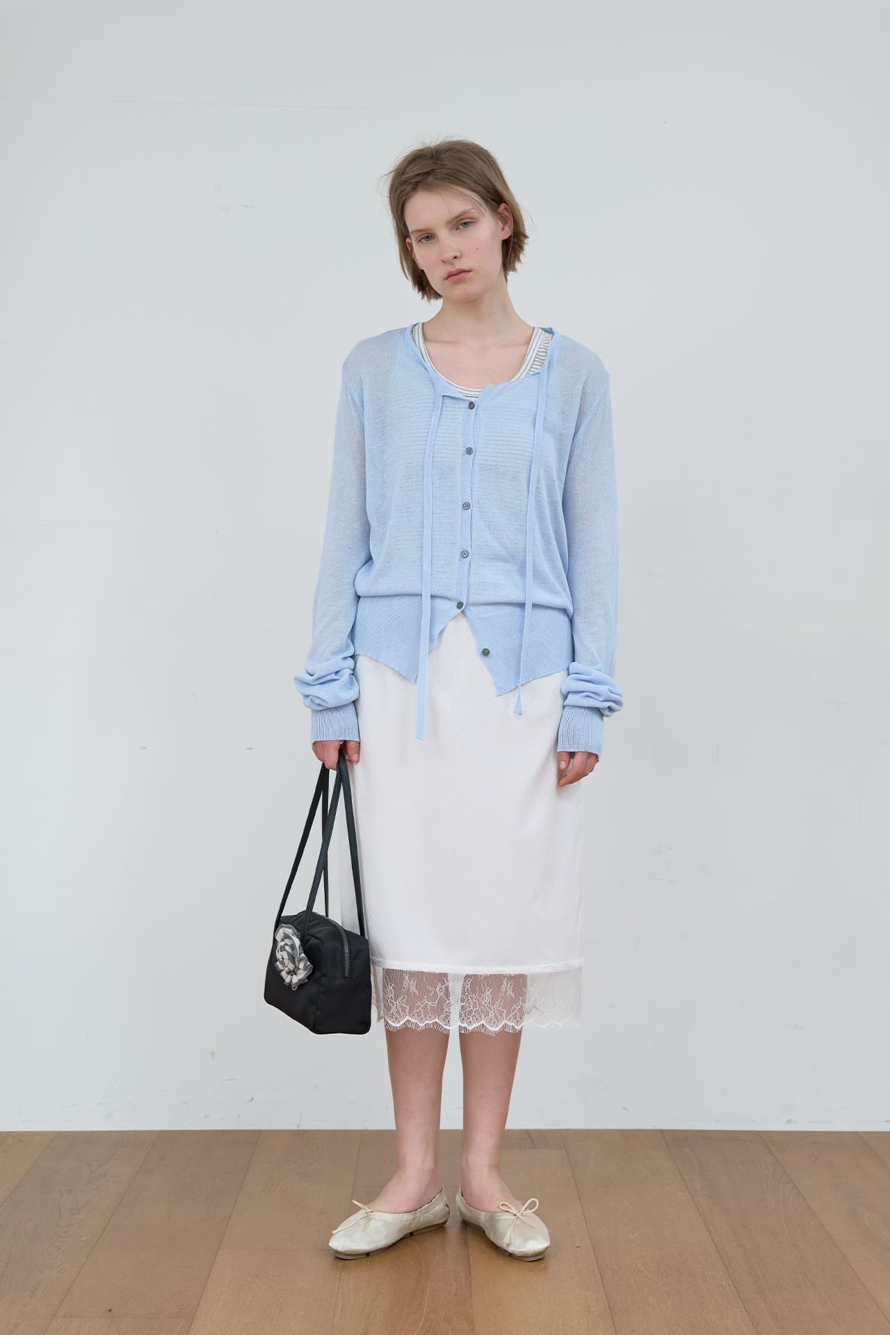 LINEN STRING CARDIGAN_DUST BLUE