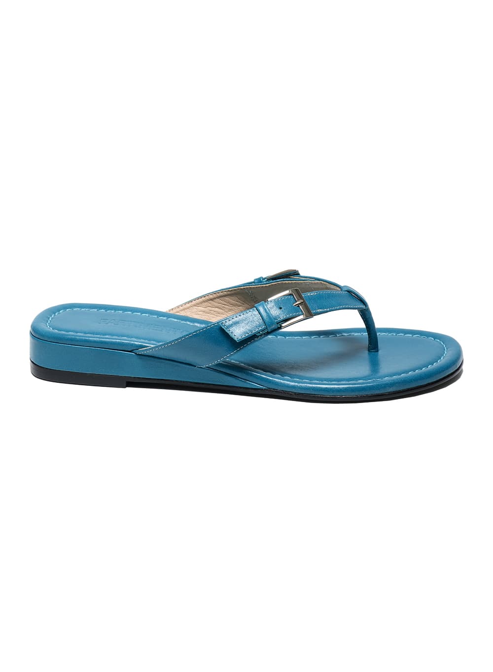 BUCKLE STRAP WEDGE FLIP-FLOPS_TEAL