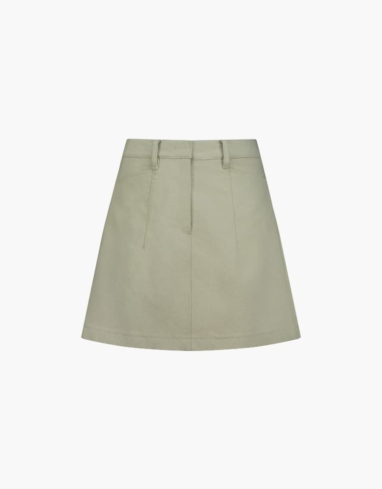 A-line cotton skirt - beige