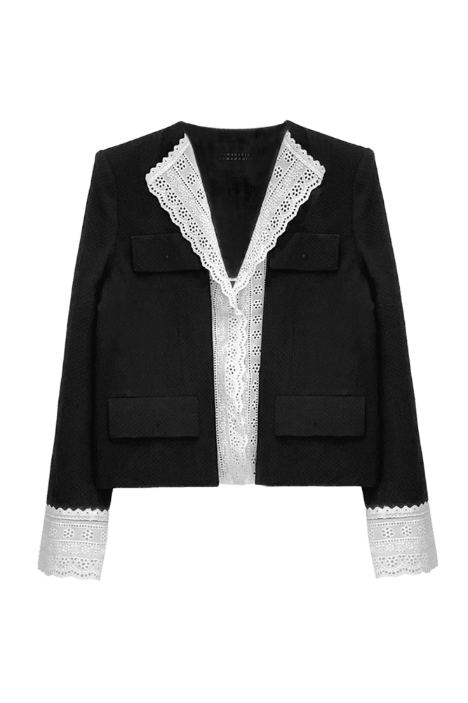Lace Trimmed Jacket (Black)
