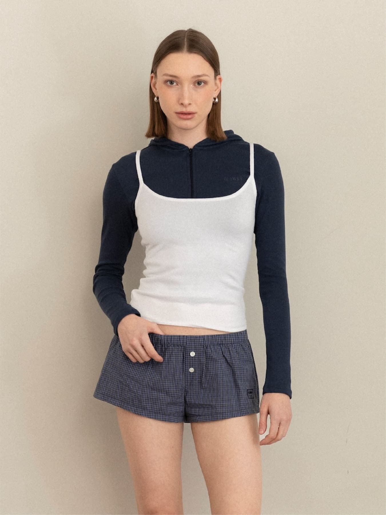 G CLASSIC ESSENTIAL RIB ZIP-UP (NAVY)