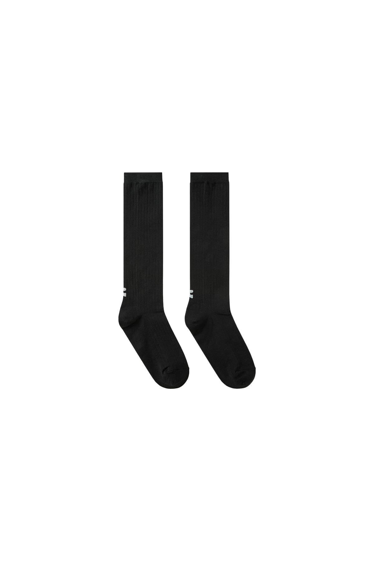 LOGO RIBBED LONG SOCKS - BLACK