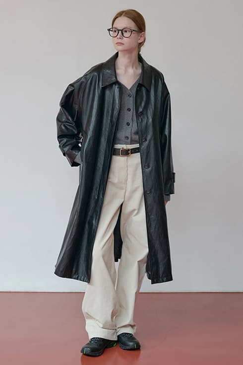 Leather trench coat Black [N5ALC01]