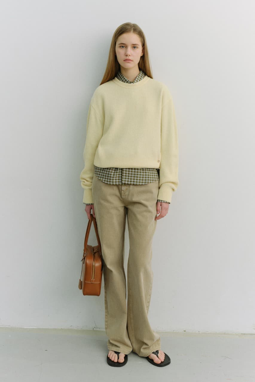 UNISEX BUTTONED CREWNECK SWEATER BUTTER_UDSW6A107Y1