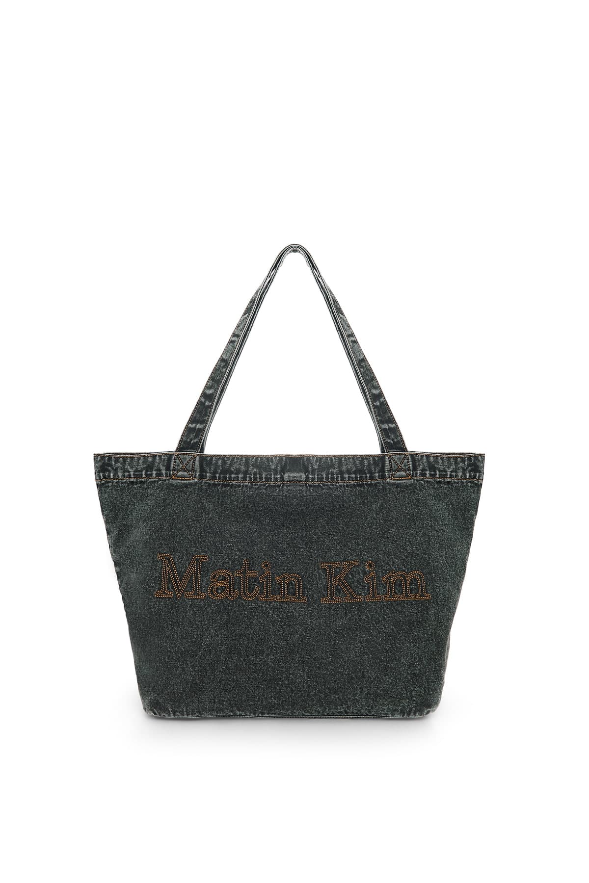 MATIN STITCH DENIM SHOULDER BAG IN BLACK