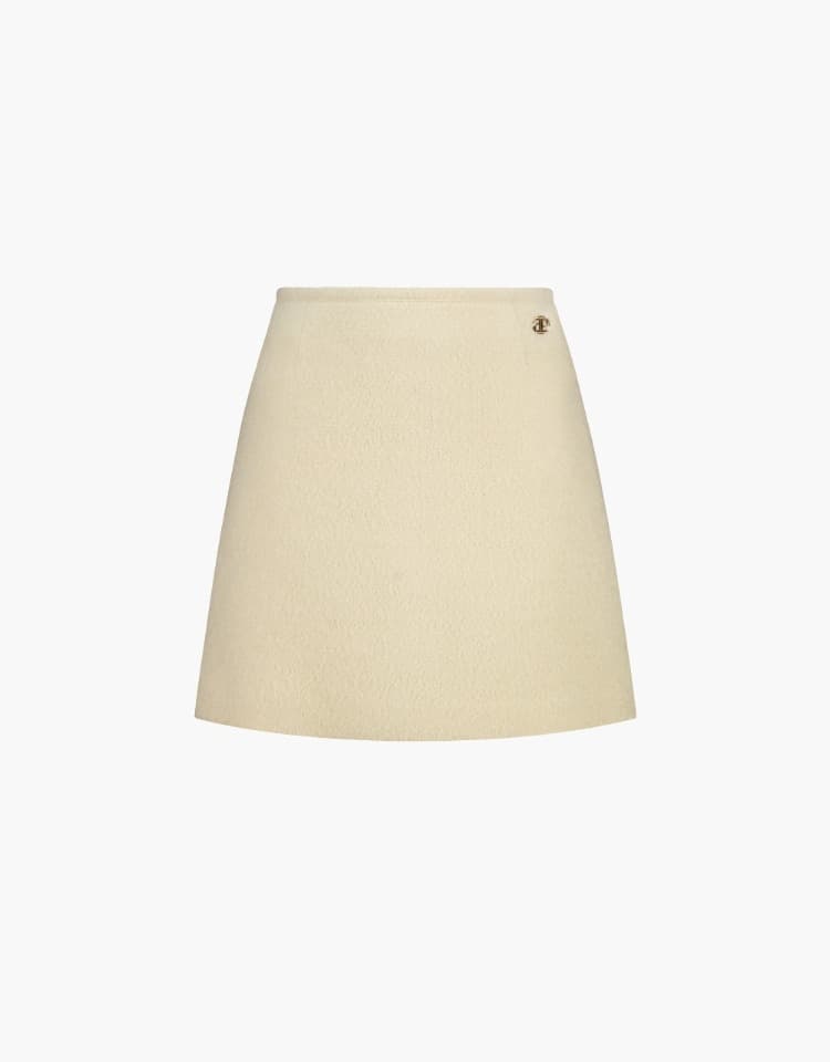 wool boucle mini skirt - cream