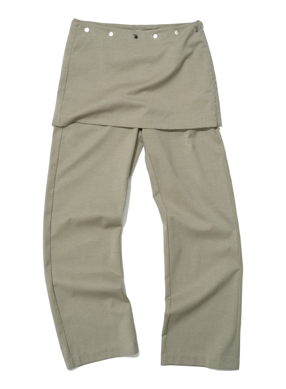 (SET) MULTIWAY METAL POINTED WRAP SKIRT PANTS_BEIGE