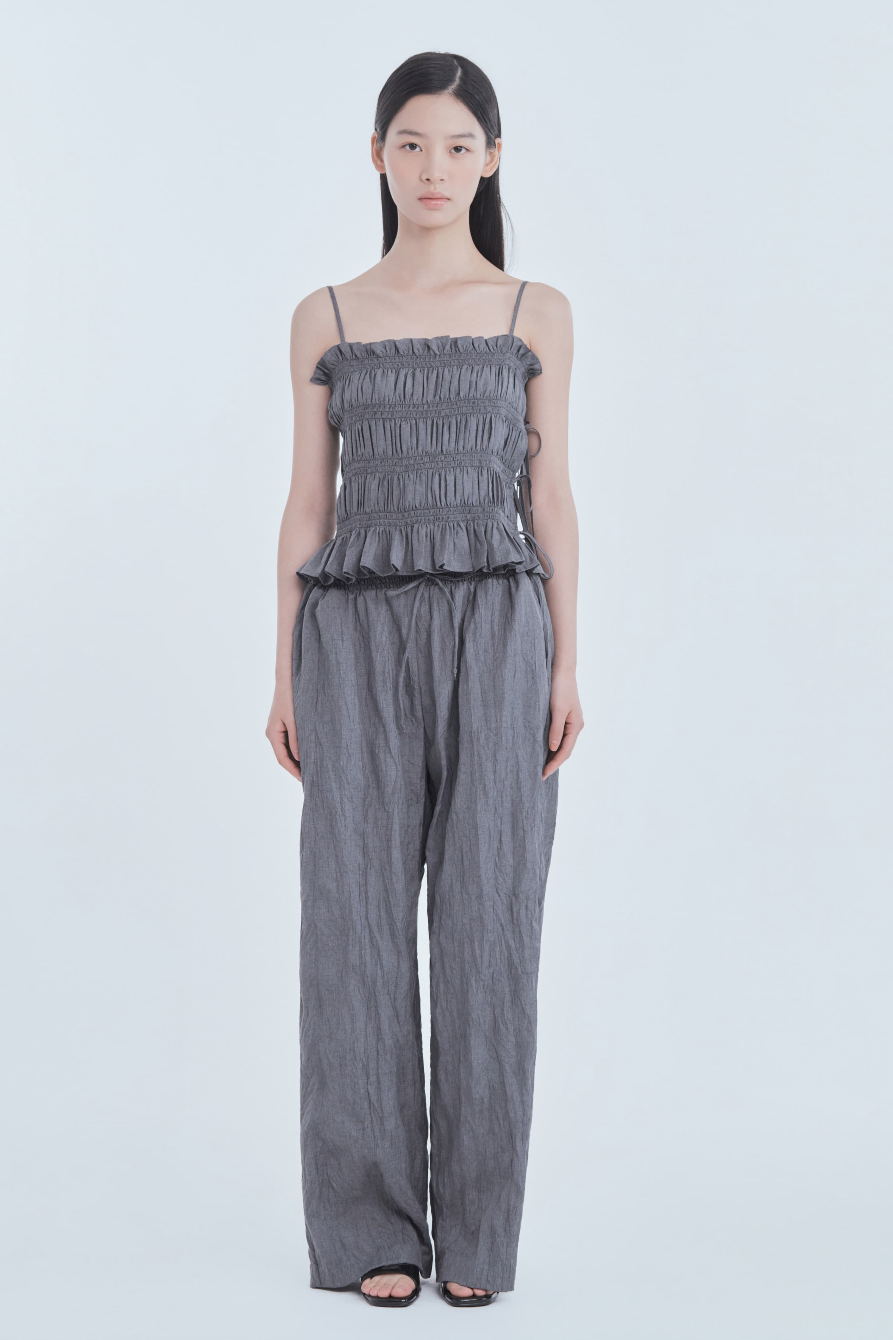 Marae Smocked Waist Pants - Grey