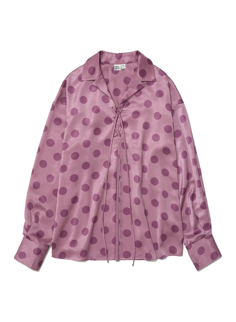 POLKA DOT ALL OVER PRINTED LACE-UP SHIRT_PINK