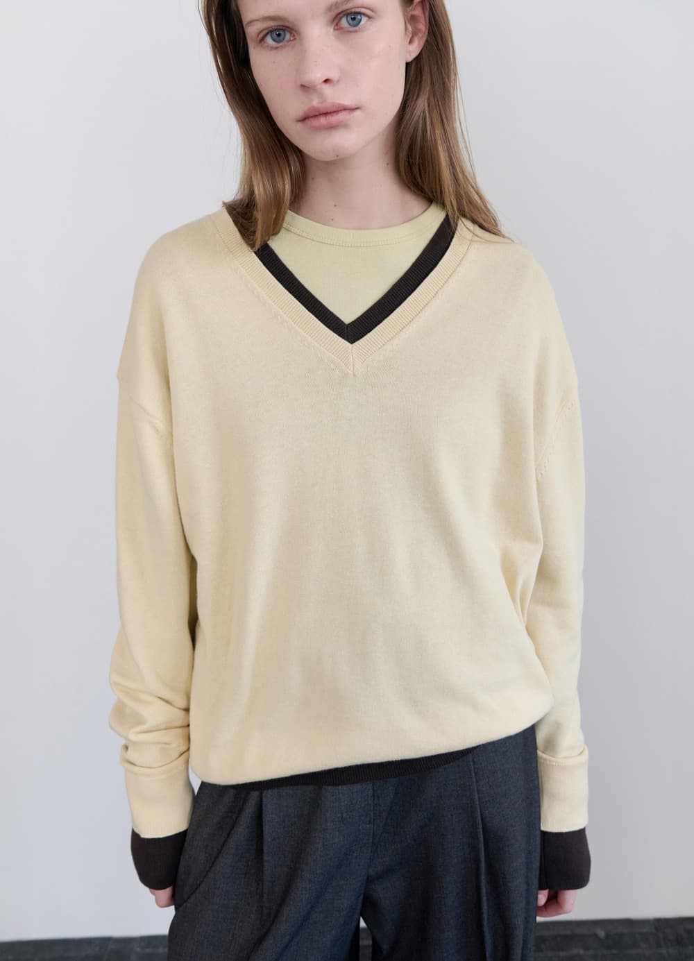 All-Day Cotton V-neck Knit - French Butter