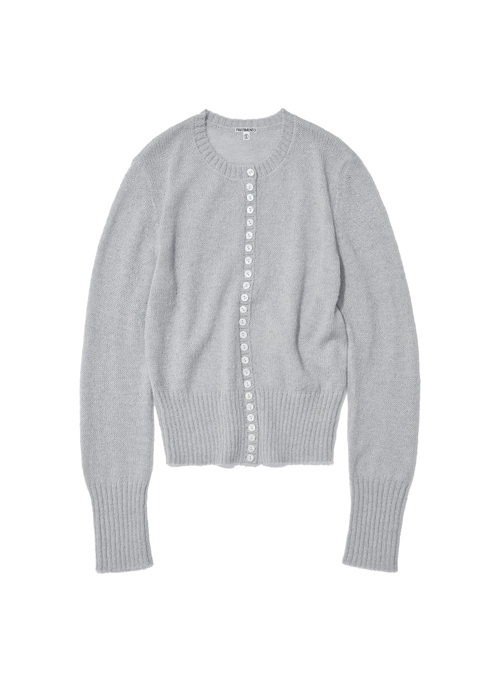 WIDE RIB BUTTON-UP KNIT CARDIGAN_LIGHT GREY