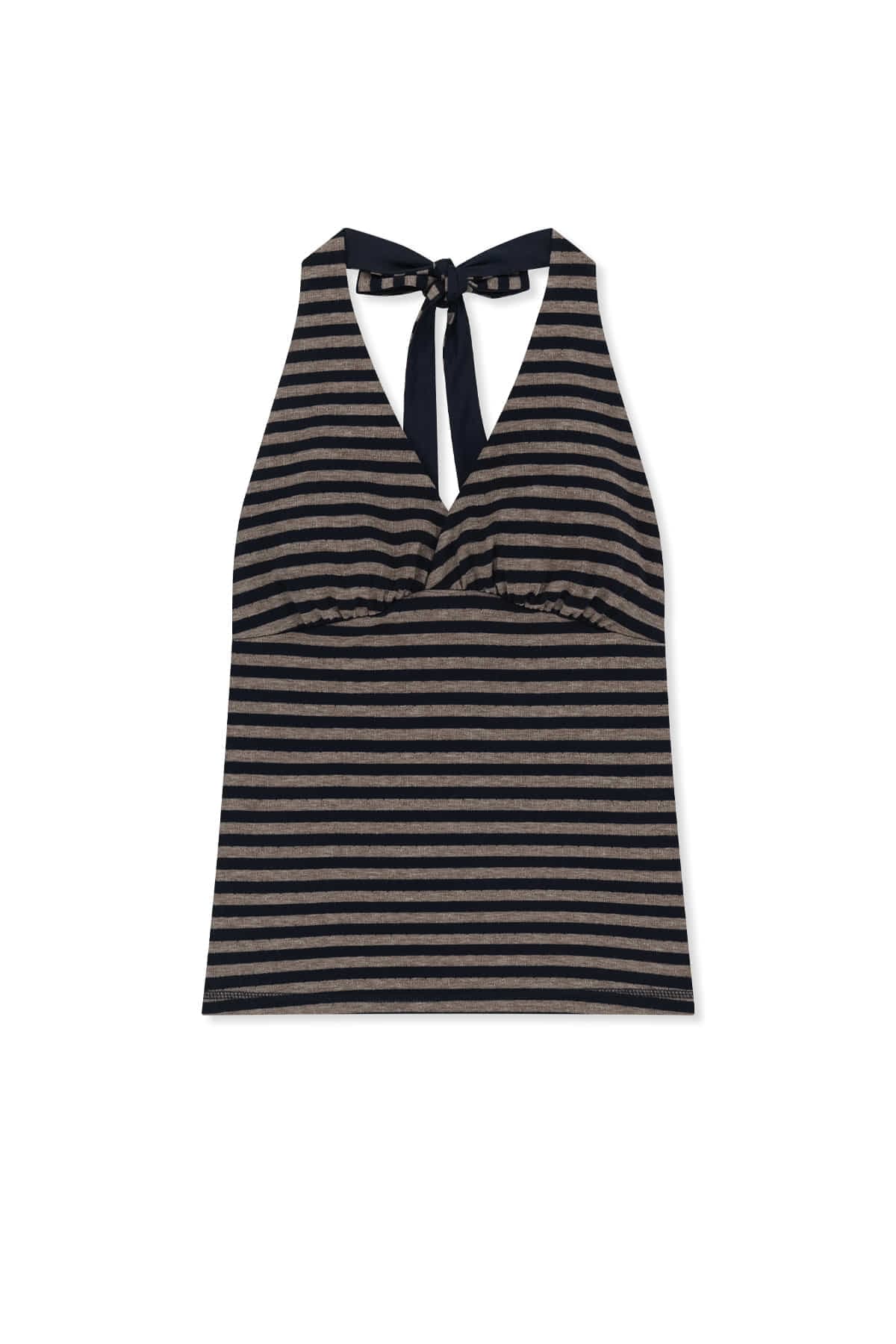 STRIPED HALTER NECK TOP IN NAVY
