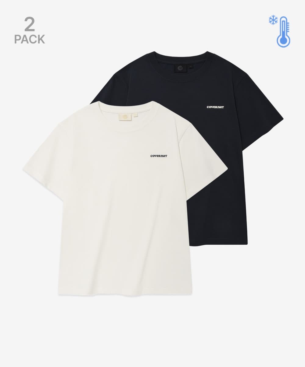우먼 쿨코튼 에센셜 2PACK 티셔츠 다크 네이비+화이트