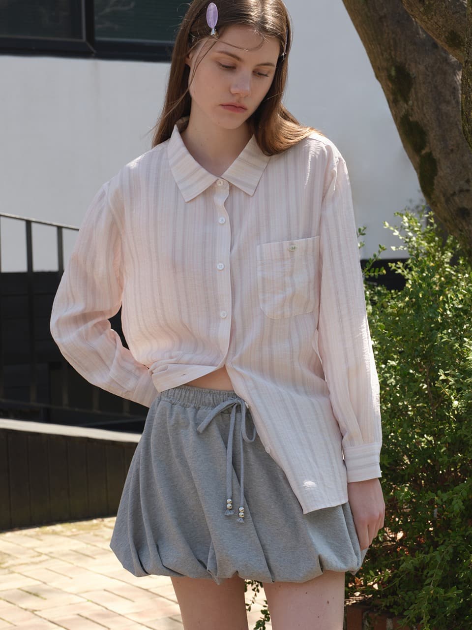 OBLIQUE BALLOON SKIRT (MELANGE)