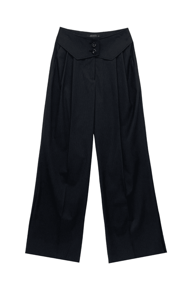 Button Wide Slacks (Black)