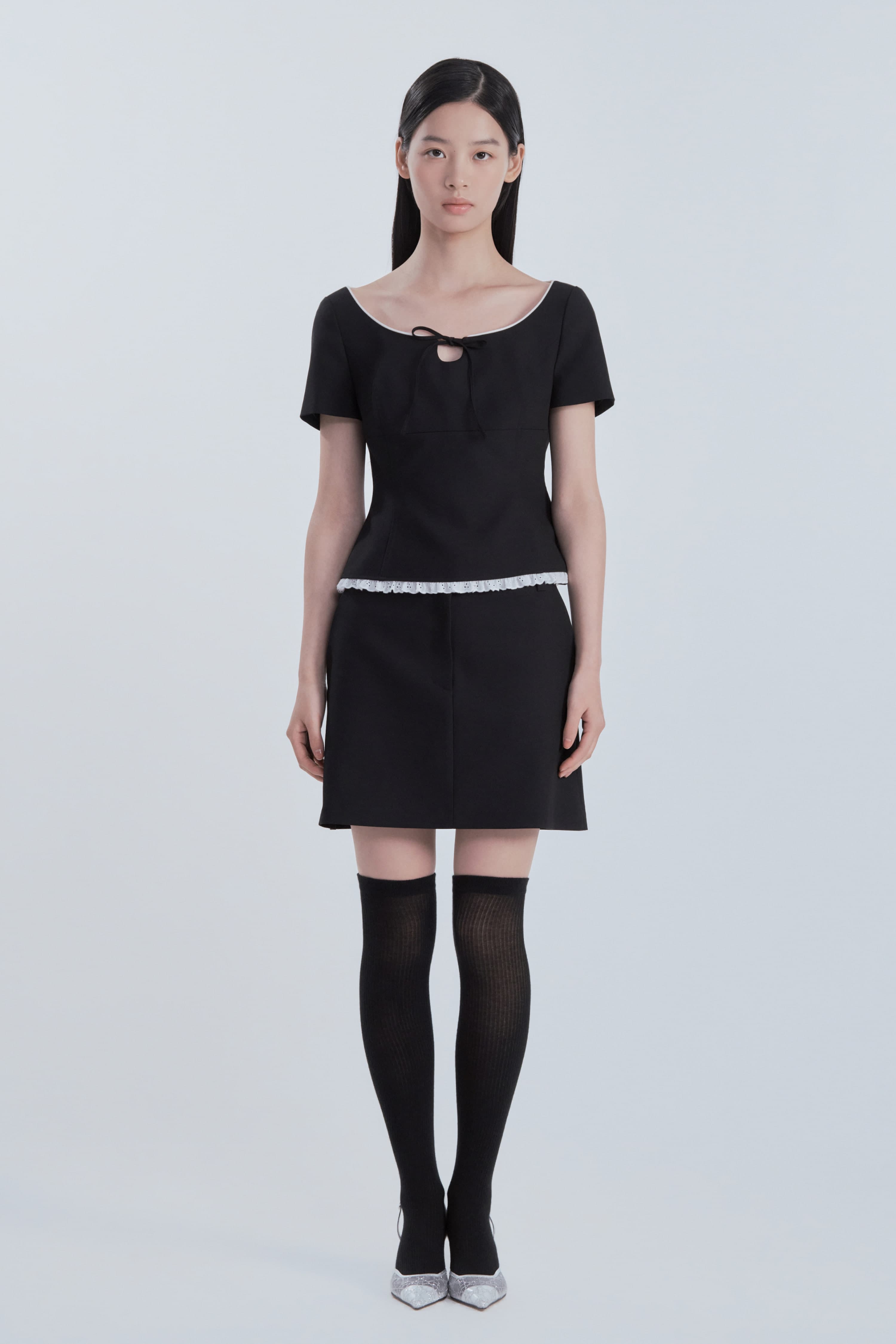 Mila Waist A-Line Skirt - Black
