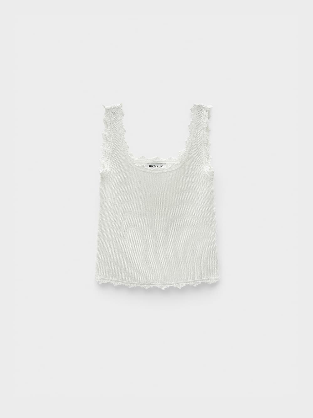 Lace Edge Sleeveless Knit_White