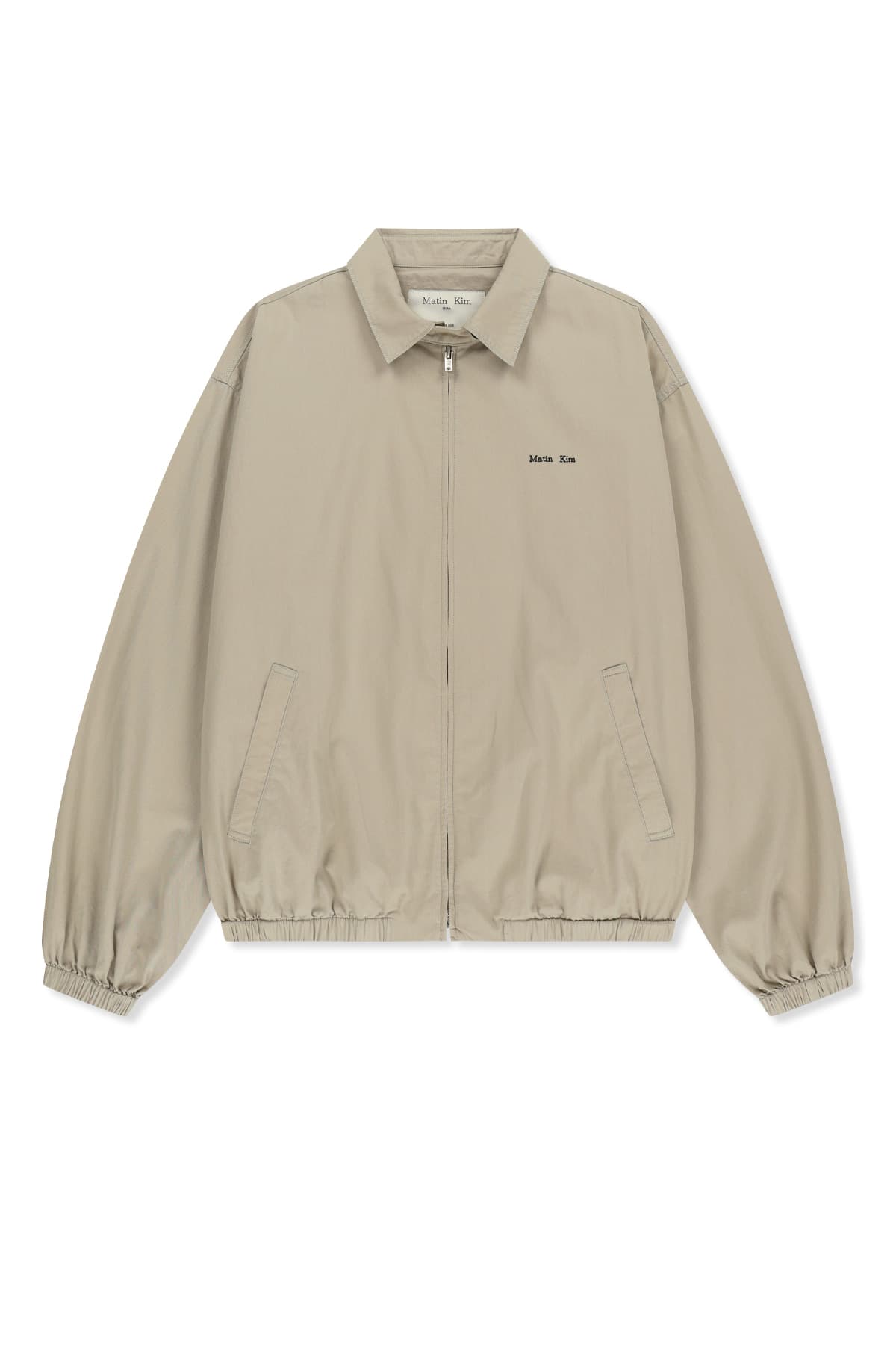 SMALL LOGO COTTON ZIP UP JUMPER IN LIGHT BEIGE