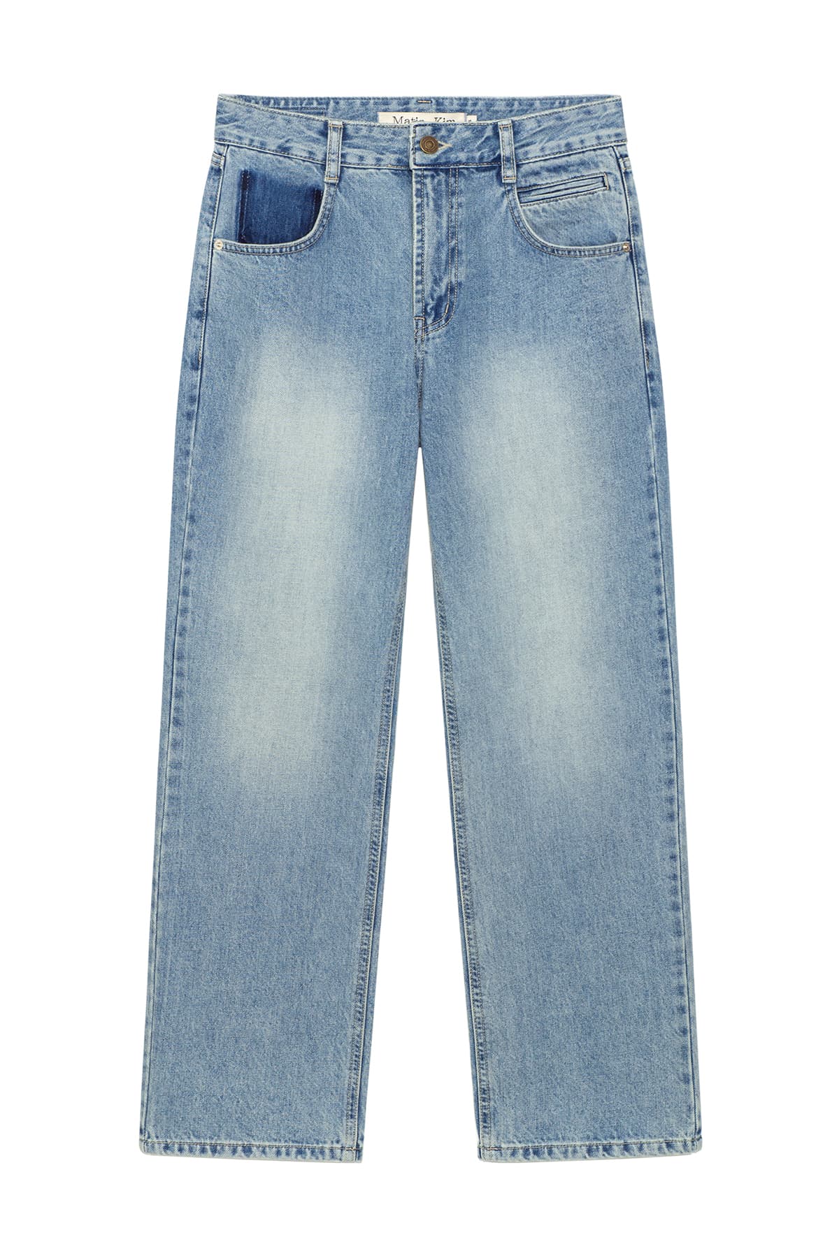 POCKET WASHED POINT DENIM PANTS IN LIGHT BLUE