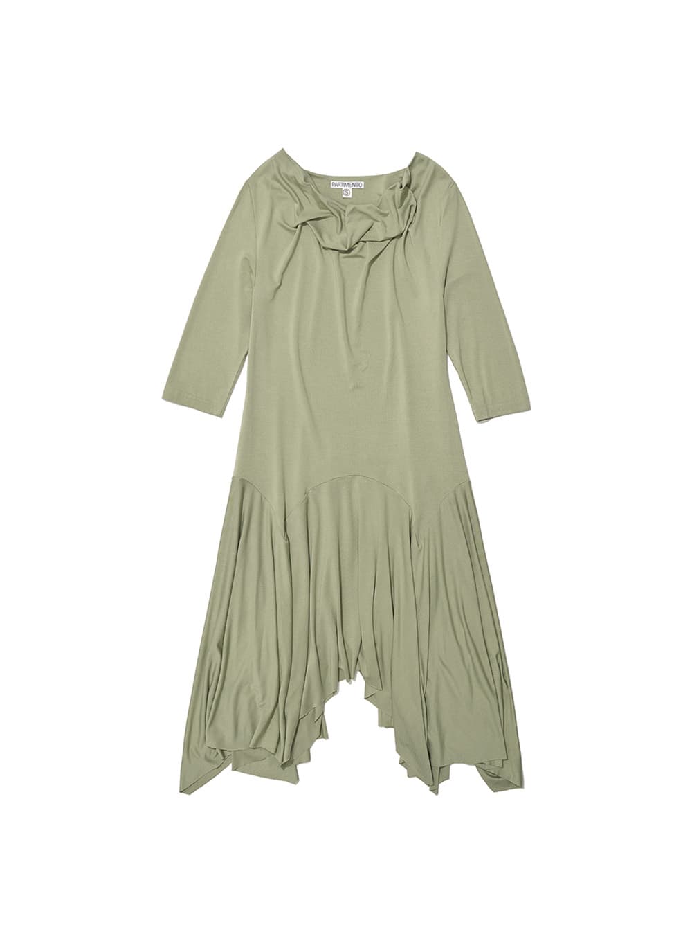 COWL NECK UNBALANCED JERSEY DRESS_LIGHT GREEN