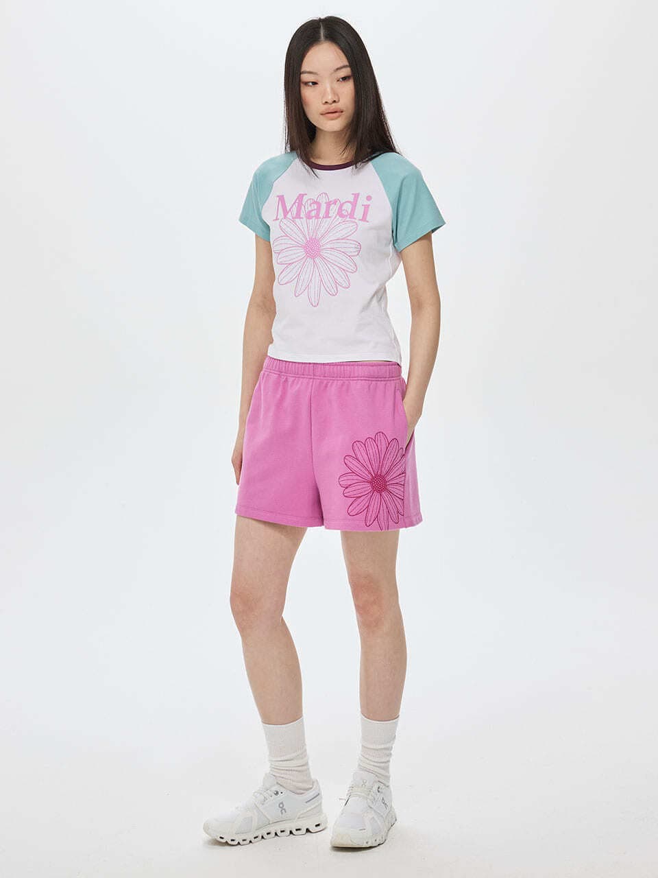 SWEAT SHORTS FLOWER_PINKLAVENDER MAGENTA