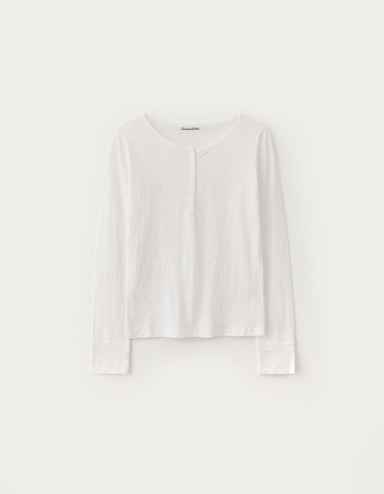 Slub Henley Long Top - Ivory