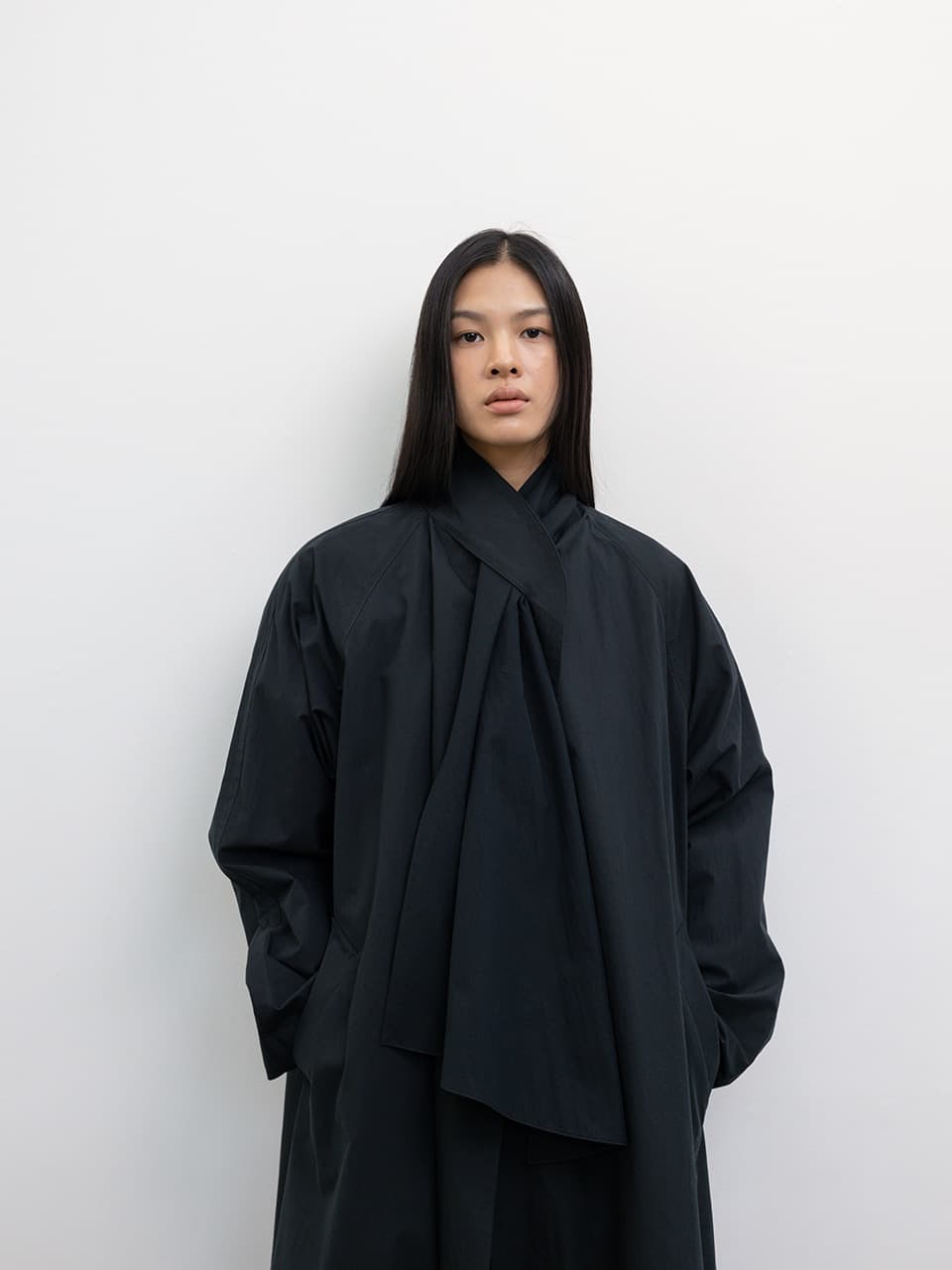 SCARF TRENCH COAT [NAVY]