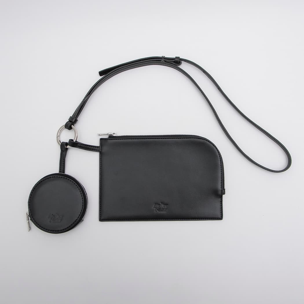 (Z-B-2437)FAUX LEATHER 2WAY POUTCH BAG