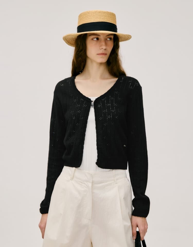 linen cotton skashi cardigan - black