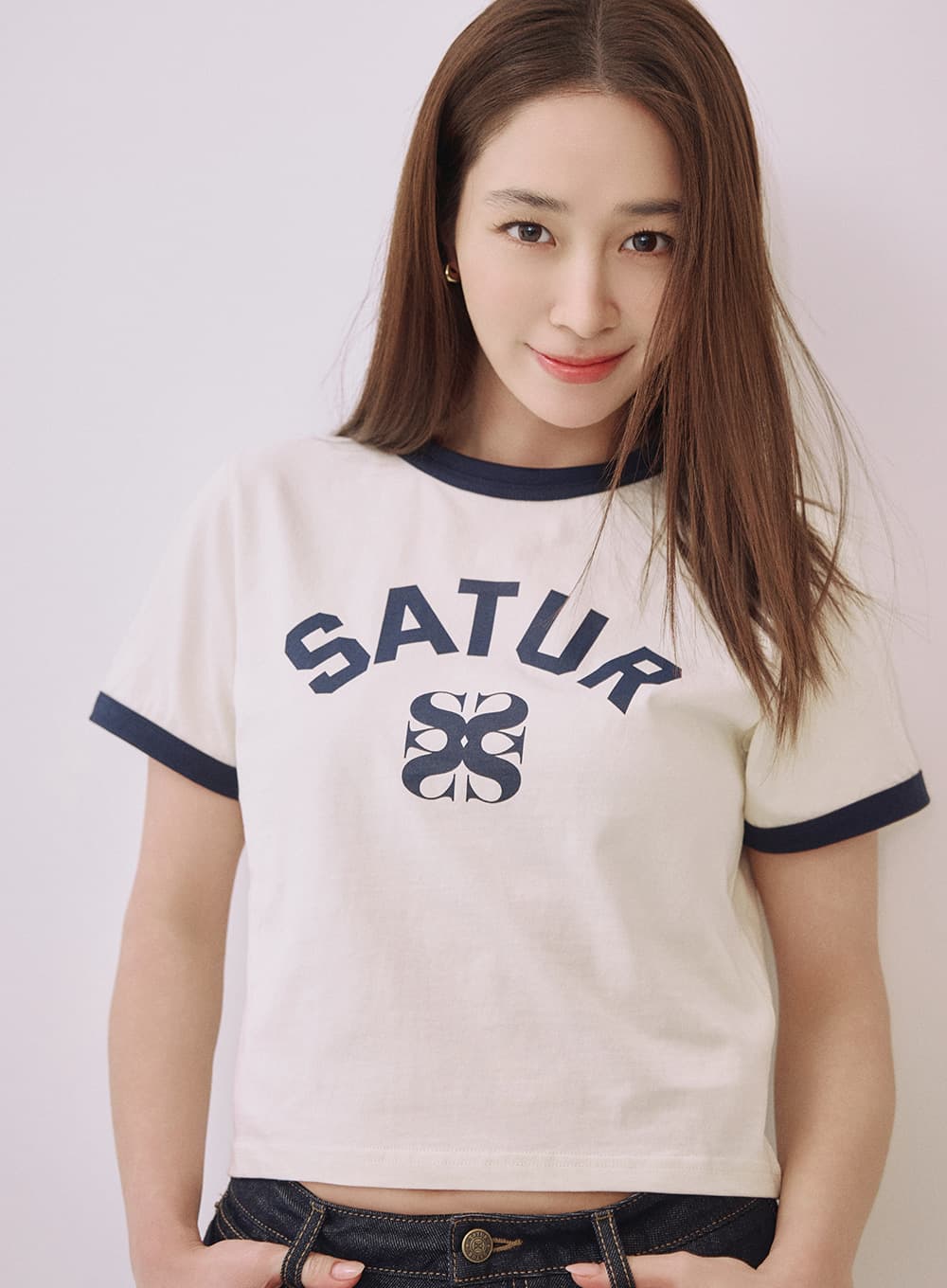 (W) Arch Logo Ringer T-Shirt - Cream