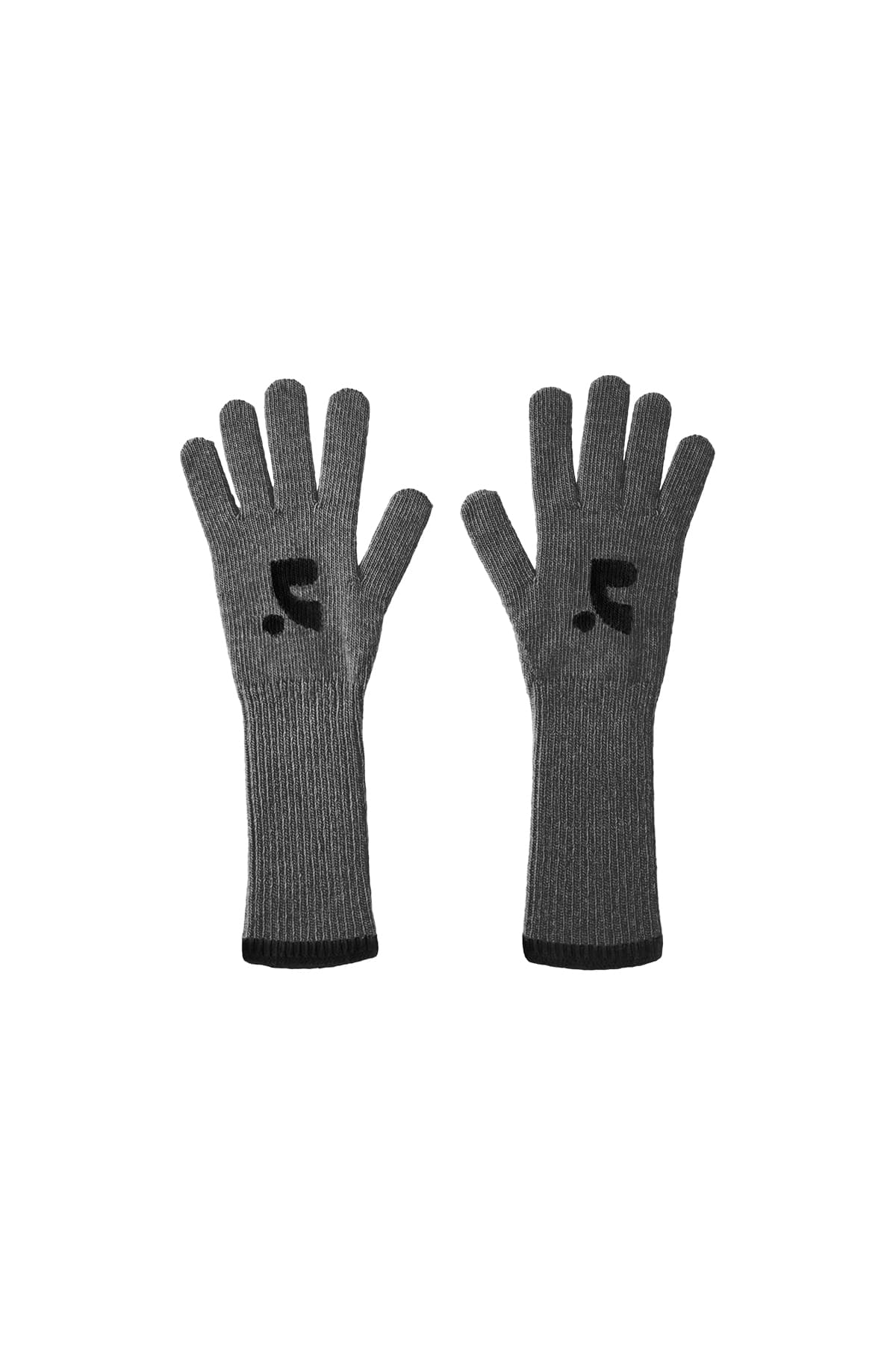 KNIT LONG GLOVE - GREY
