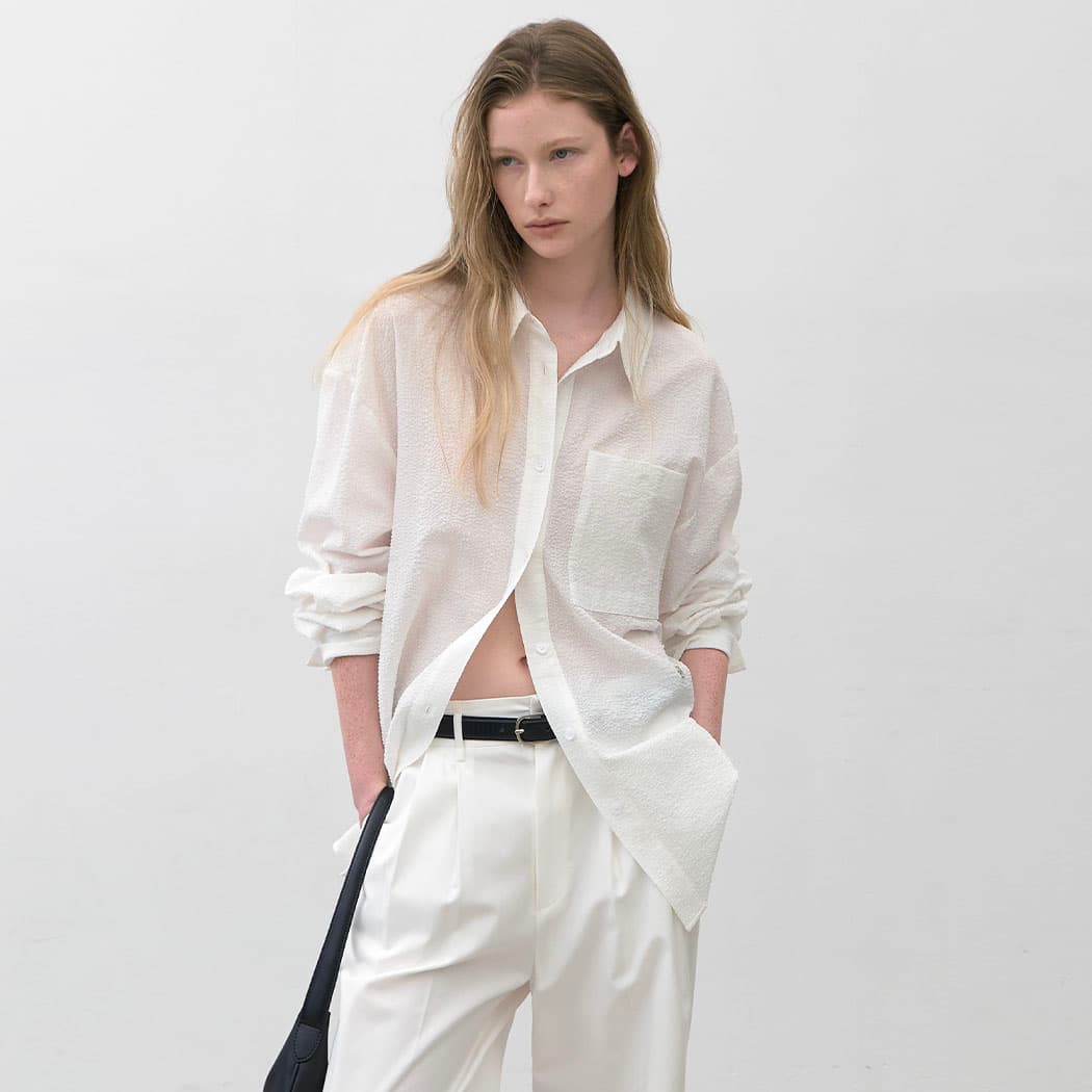 (BL-4326)ESSENTIAL POPPING LOOSE FIT SHIRT