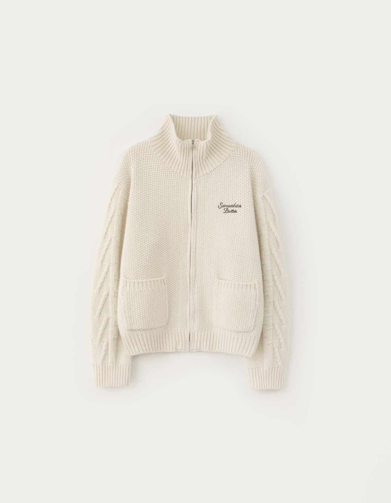 Pocket Wool Knit Zip-up - Ivory