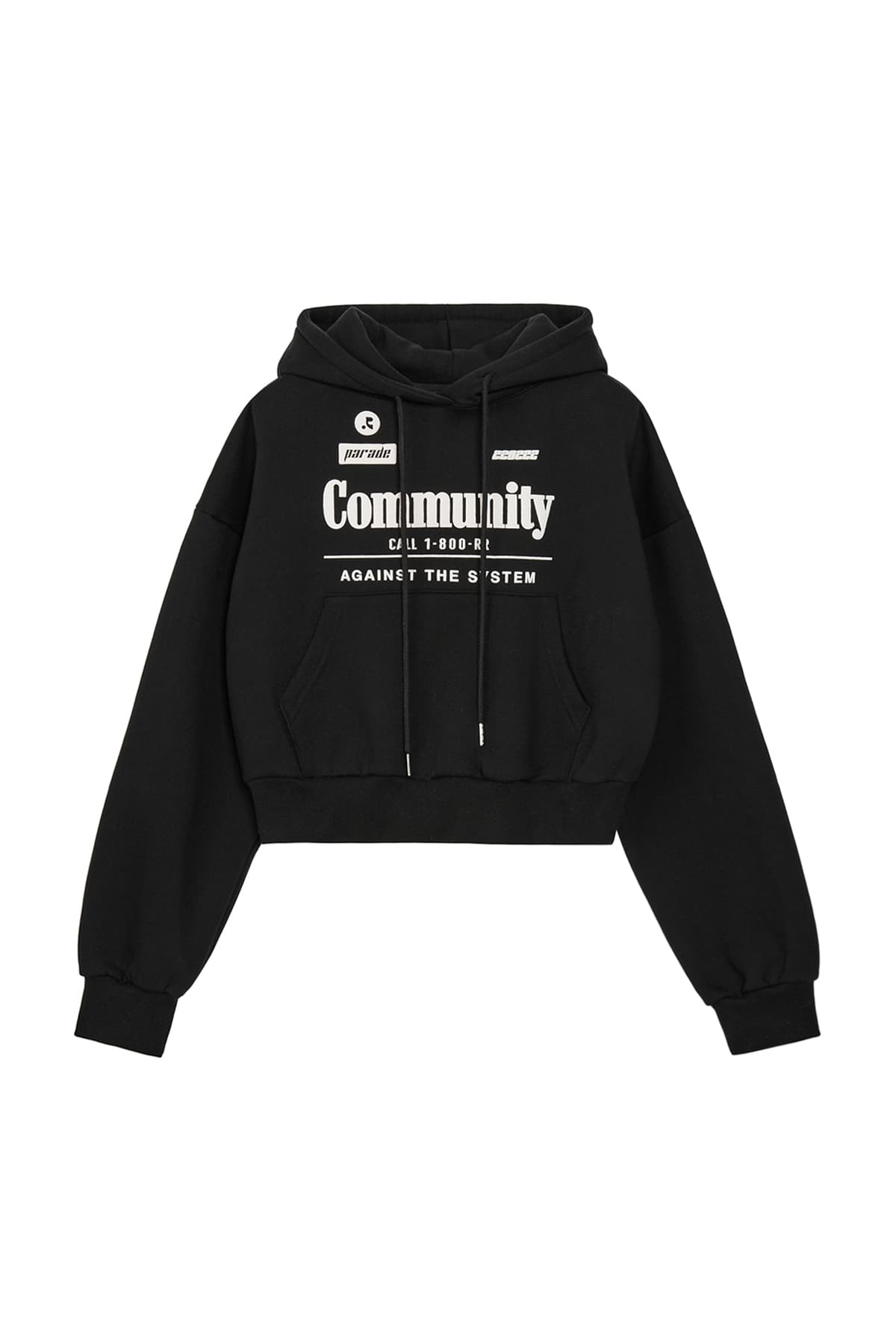 RR COMMUNITY CROPPED HOODIE - BLACK