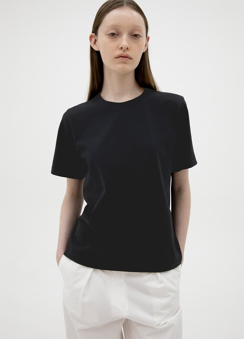 Basic Round Cotton T-Shirt - Black