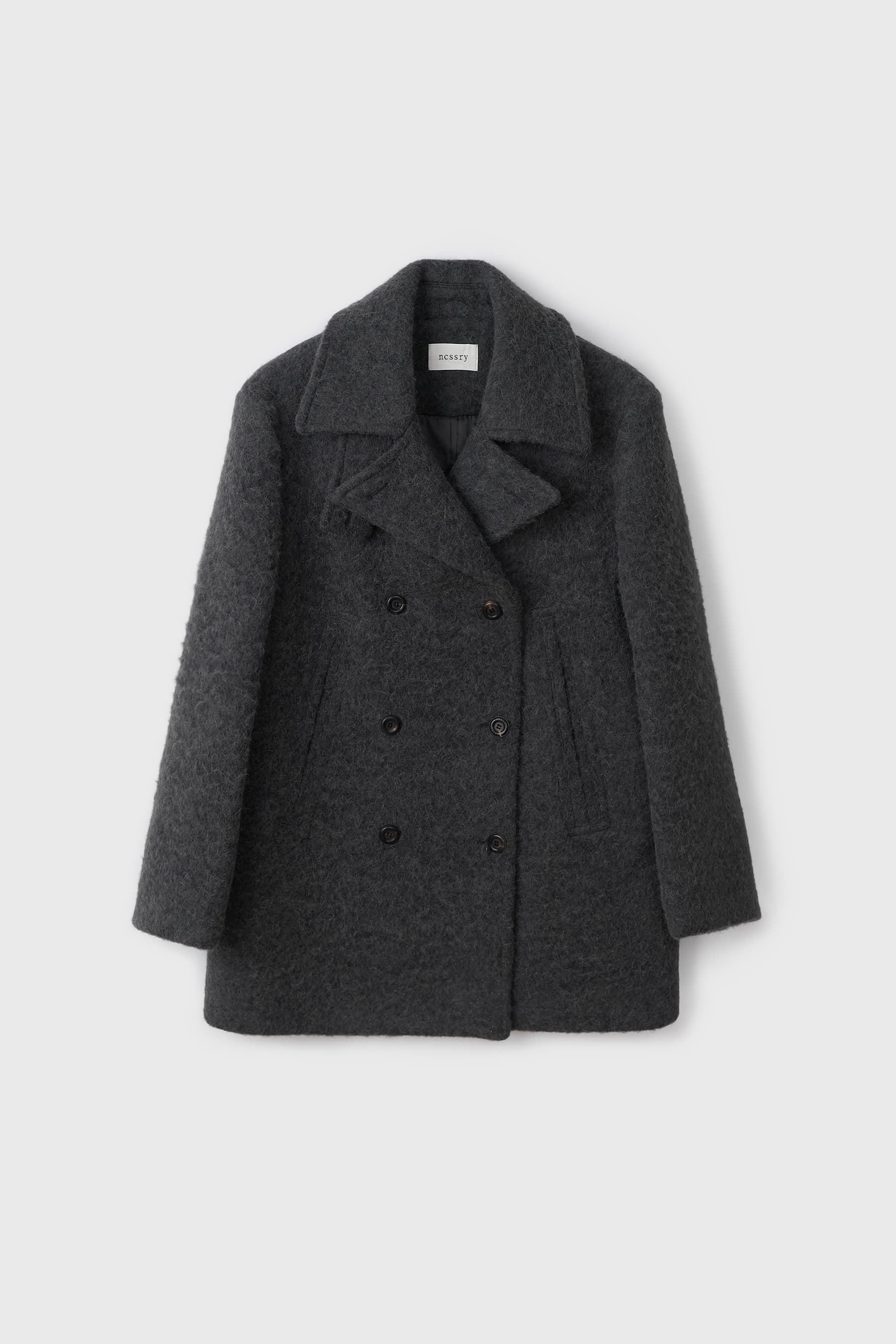 Alpaca Blend Double Peacoat (Charcoal)