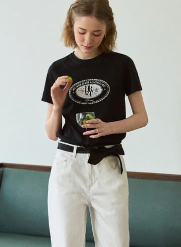 크랙 서클 크레스트 수피마 반팔 티셔츠 [BLACK]