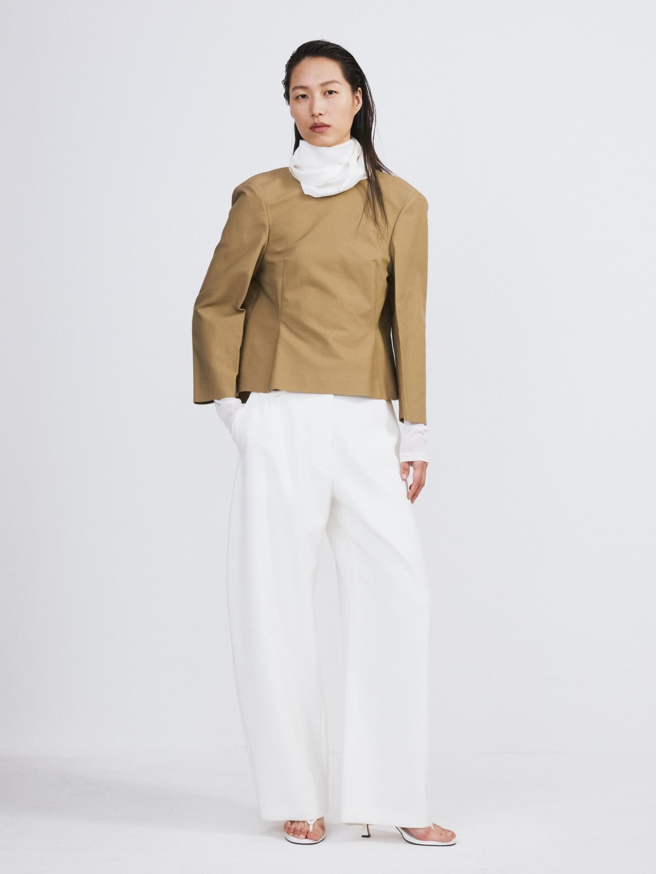 OPEN BACK PEPLUM TOP (KHAKI BEIGE)