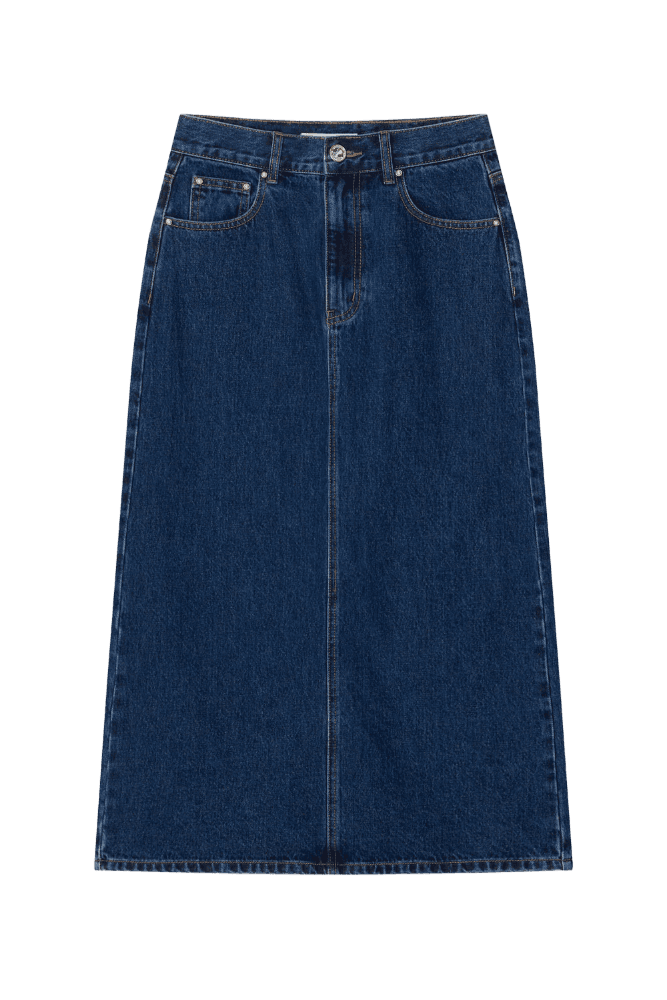 Indigo Straight Denim Skirt  (Indigo Denim)