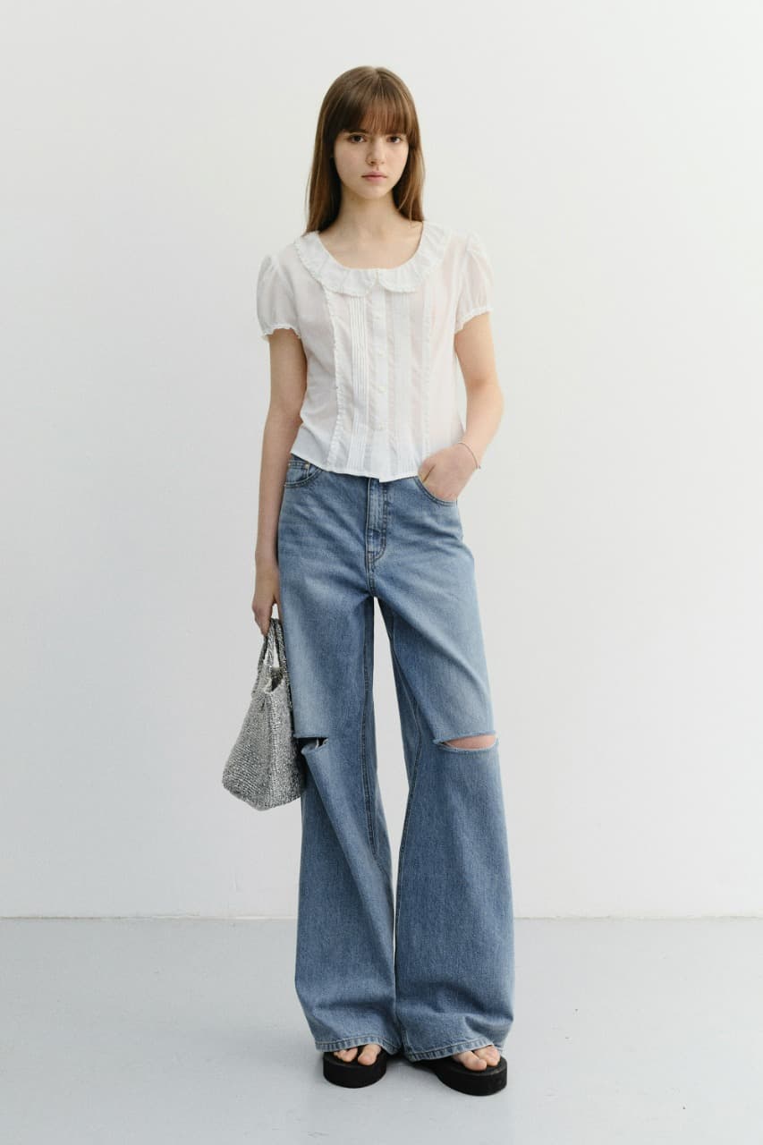 FRILL COLLARED BLOUSE WHITE_UDBL6B223WT