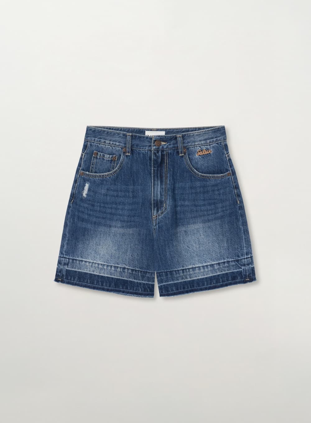 (W) Gabon Wide Denim Shorts - Blue