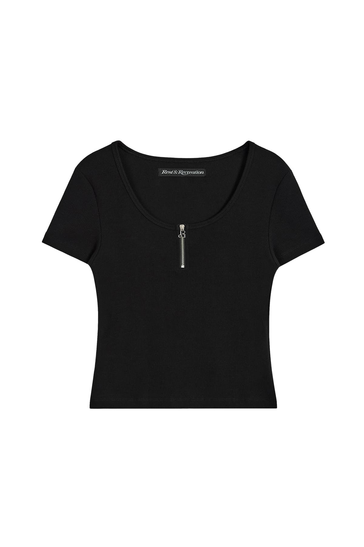 HALF ZIP-UP TOP - BLACK
