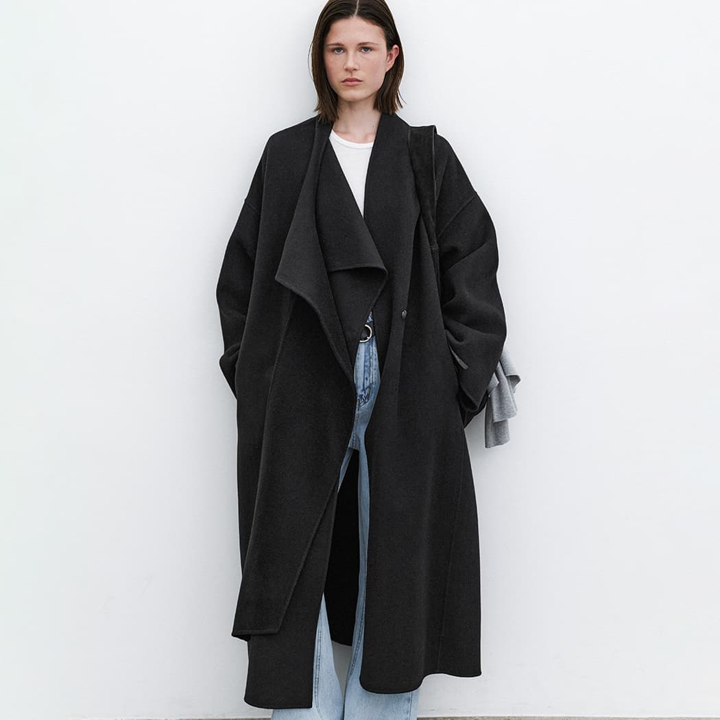 (Z-CT-1459)DRAPE SCARF WOOL HANDMADE COAT S