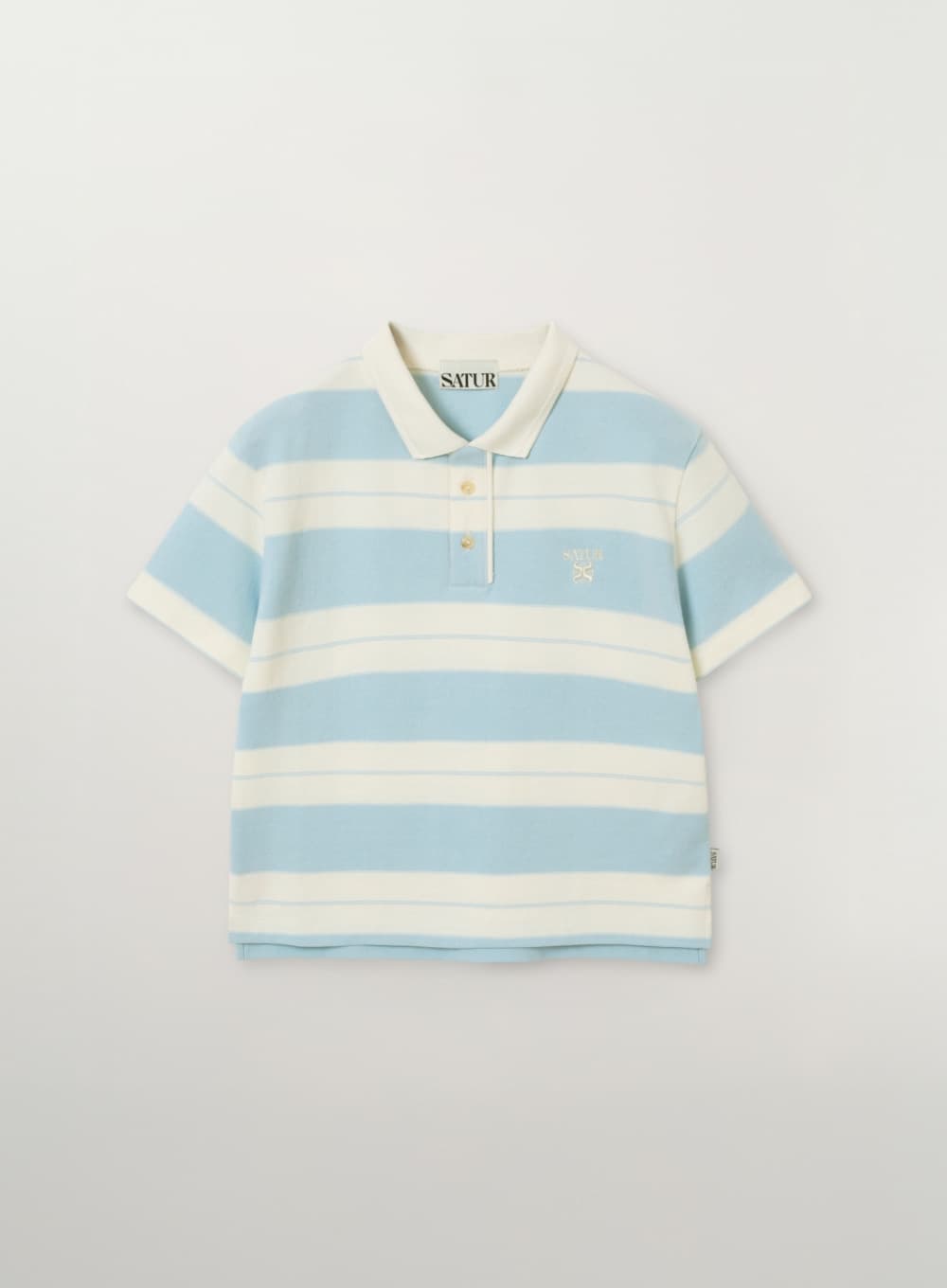 (W) Apero Stripe Pique T-Shirt - Sky Blue