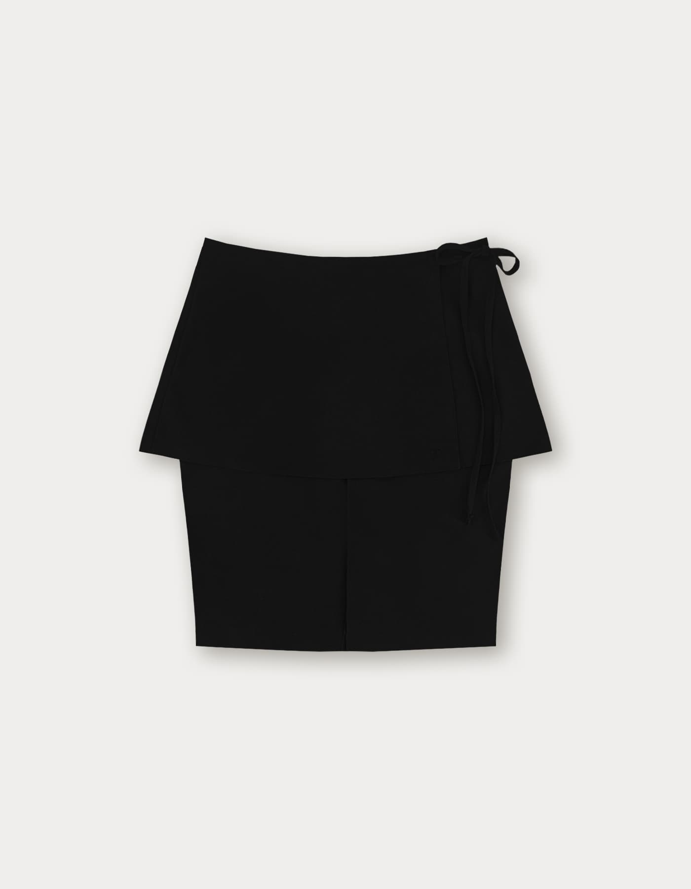 Biker Layered Skirt Pants - Black