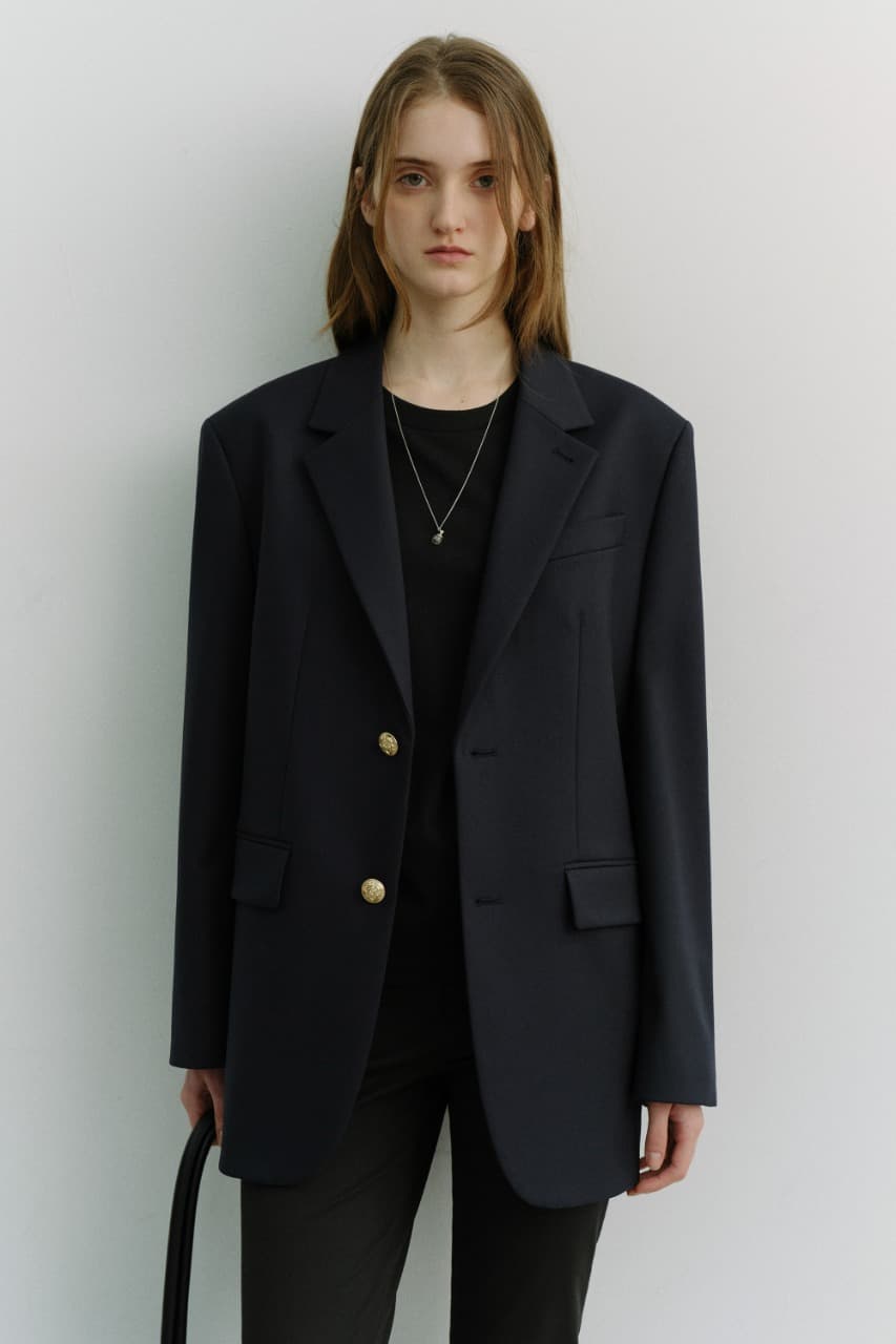 UNISEX 2 BUTTON WOOL BLAZER NAVY_UDJA6A102N2