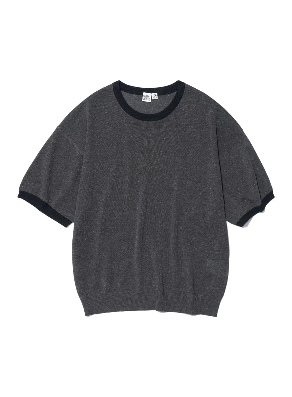 LINEN OVERSIZED RINGER CREWNECK KNIT_CHARCOAL